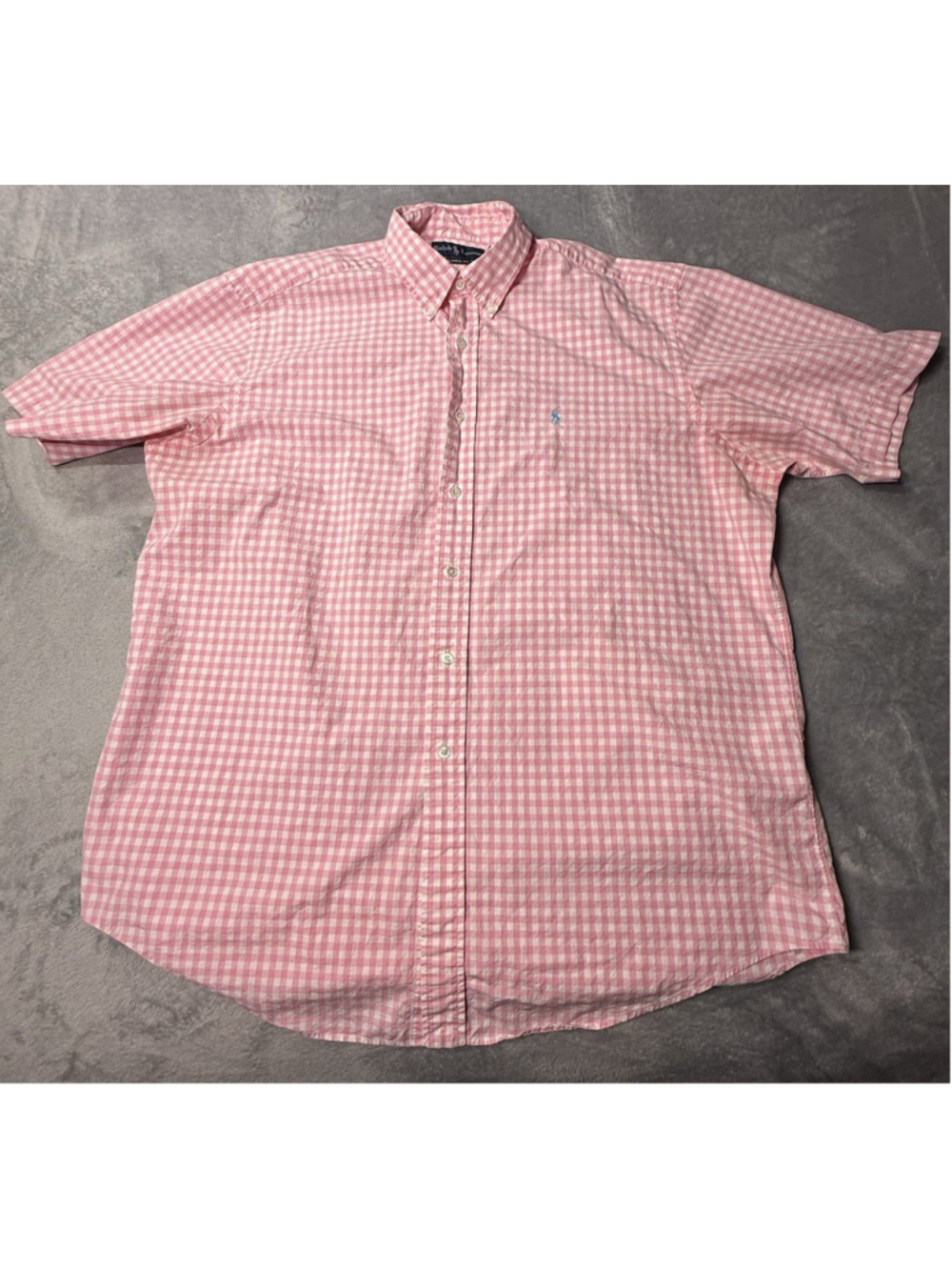 Polo Ralph Lauren Gingham Shirt! Short Sleeved  Pink & White XL